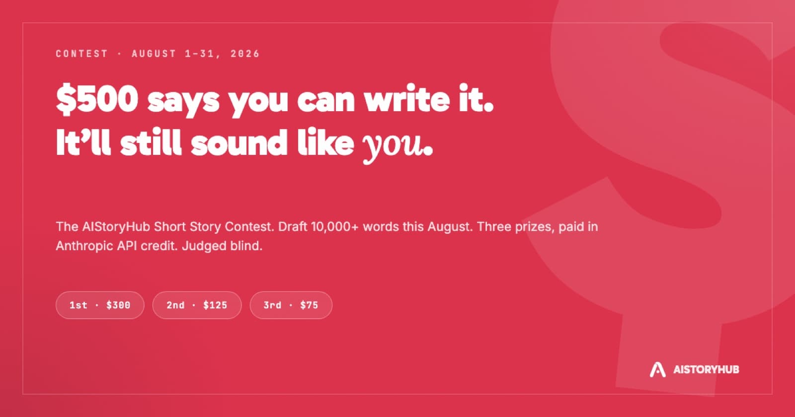 We are running a $500 short story contest, and we are judging it blind