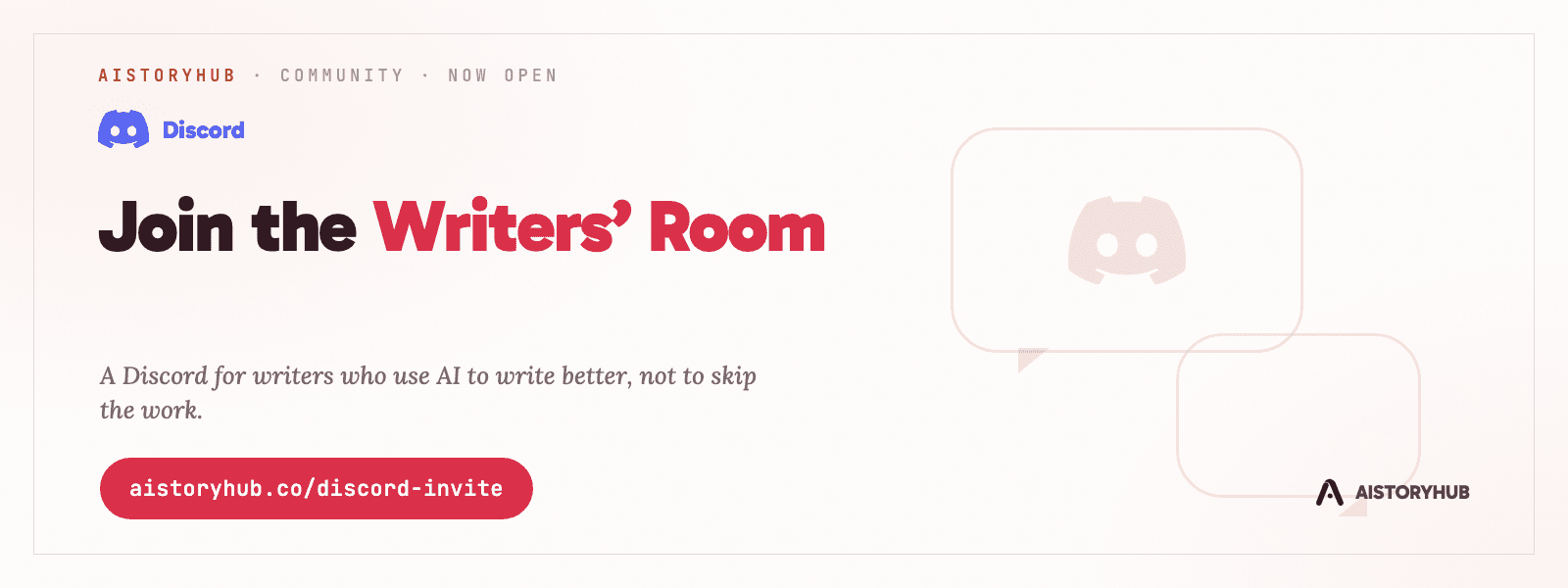 Join the AIStoryHub Discord, the Writers' Room